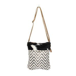 Myra Bag Chevron Canvas, Leather, Hide Hairon, & Rug Crossbody Purse Tote Bag